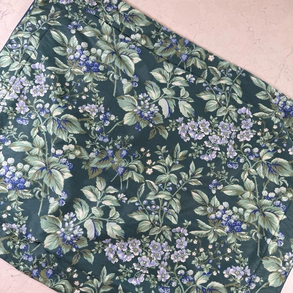 One VTG Laura Ashley Pillow Cover Bramble Berry Ruffled Throw Green Cottagecore